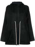 Bassike Drawstring Hooded Jacket, Women's, Size: 8, Black, Nylon/cashmere/virgin Wool