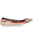 Car Shoe Snakeskin Effect Ballerinas
