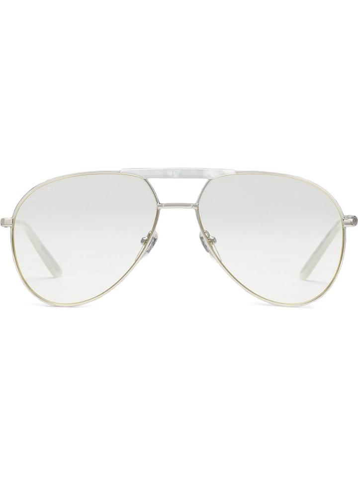 Gucci Eyewear Aviator Frame Glasses - Silver