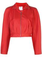 Area Embellished Cropped Track Jacket - Red