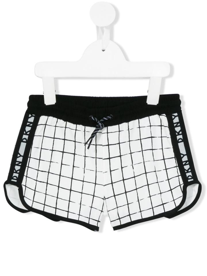 Dkny Kids - Check Track Shorts - Kids - Cotton - 10 Yrs, White