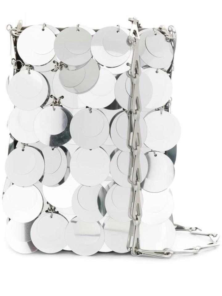 Paco Rabanne Metallic Disc Crossbody Bag - Silver