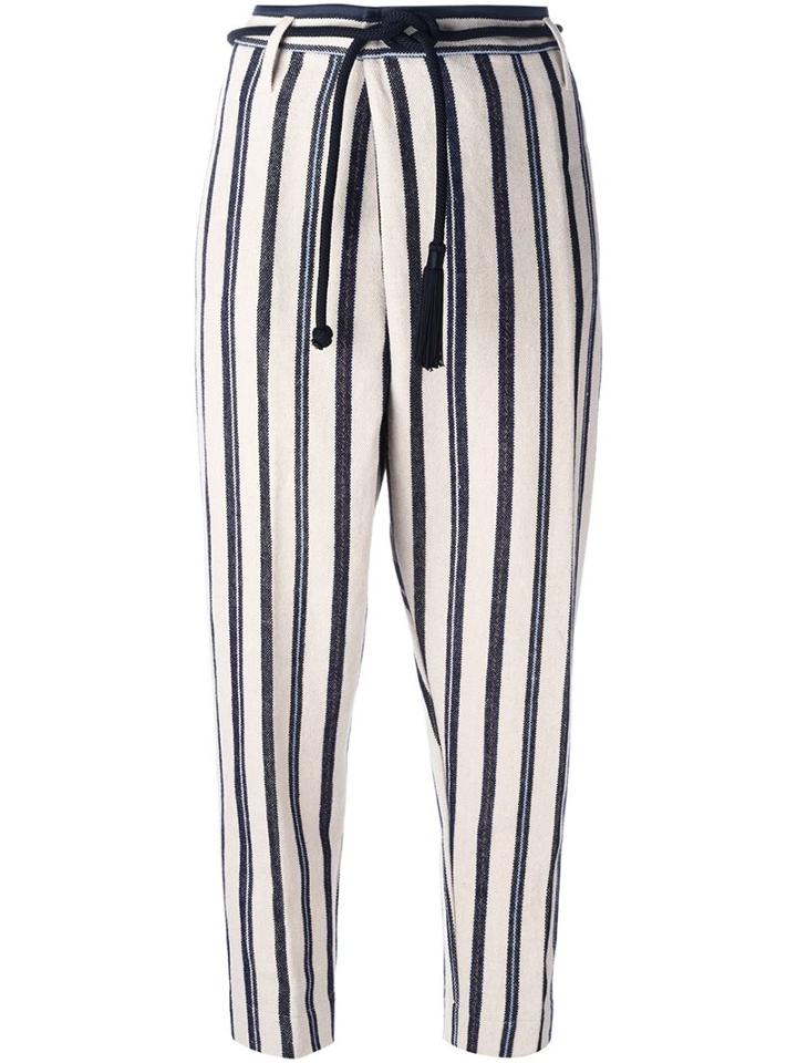 Forte Forte Striped Cropped Trousers, Women's, Size: 0, Nude/neutrals, Cotton/linen/flax/polyamide/virgin Wool