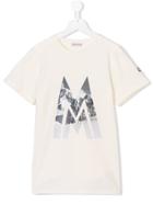 Moncler Kids Teen Mountain Logo Printed T-shirt - White