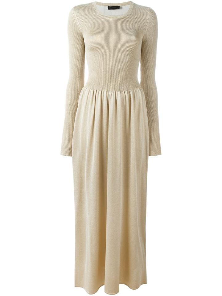 Calvin Klein Collection Ribbed Knit Maxi Dress, Women's, Size: Medium, Grey, Spandex/elastane/acetate/polyamide/polyester