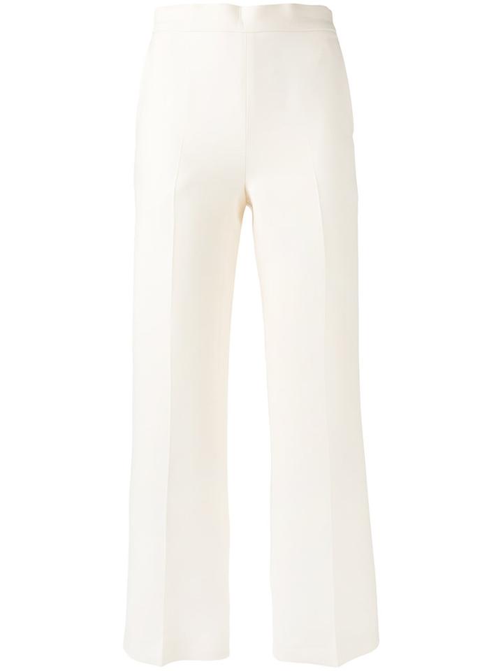 Fendi - Cropped Flared Trousers - Women - Silk/wool - 38, White, Silk/wool