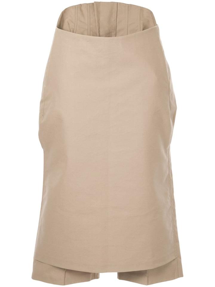 Pushbutton Knee-length Skorts - Brown