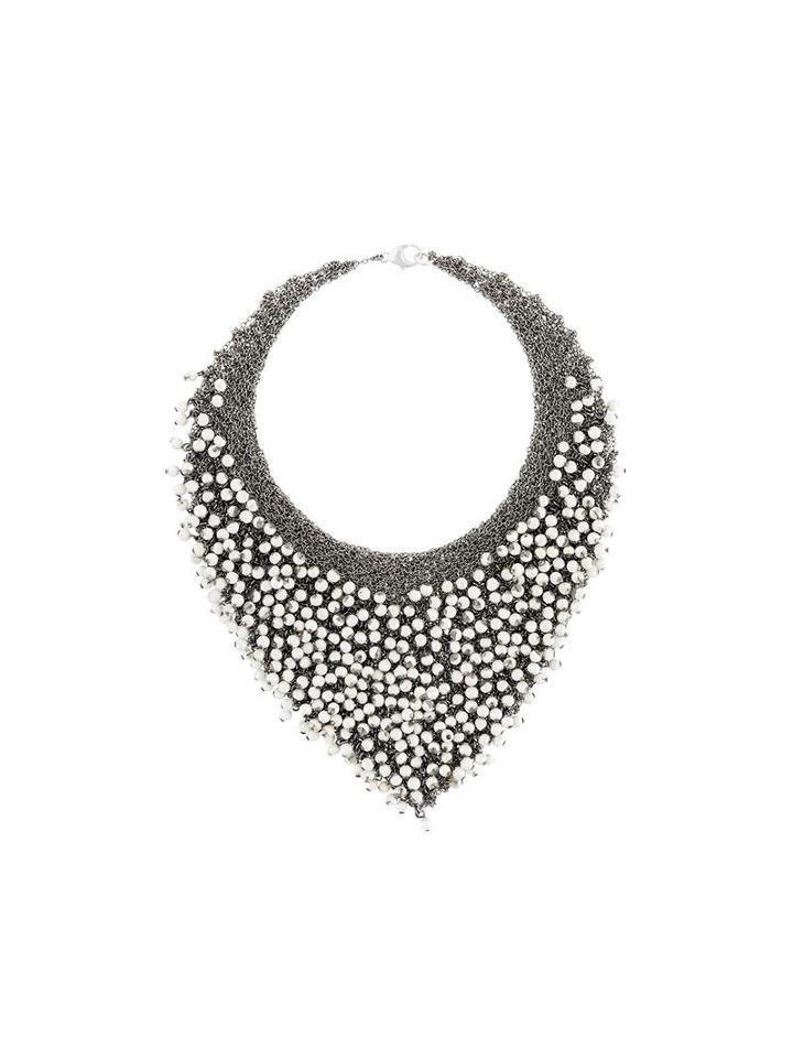 Marc Le Bihan Beaded V-necklace, Women's, Metallic