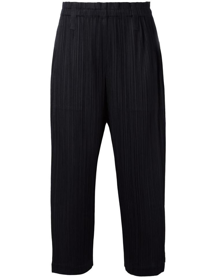 Pleats Please By Issey Miyake Pleated Tapered Trousers, Women's, Size: 3, Black, Polyester