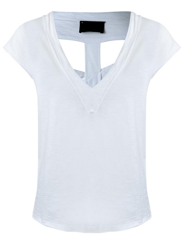 Andrea Bogosian V-neck Panelled Blouse, Women's, Size: P, White, Cotton/polyester