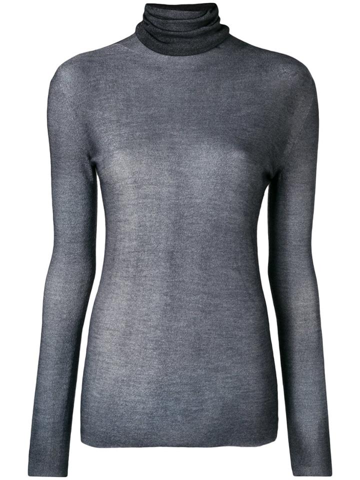 Avant Toi Sheer Polo Neck - Grey