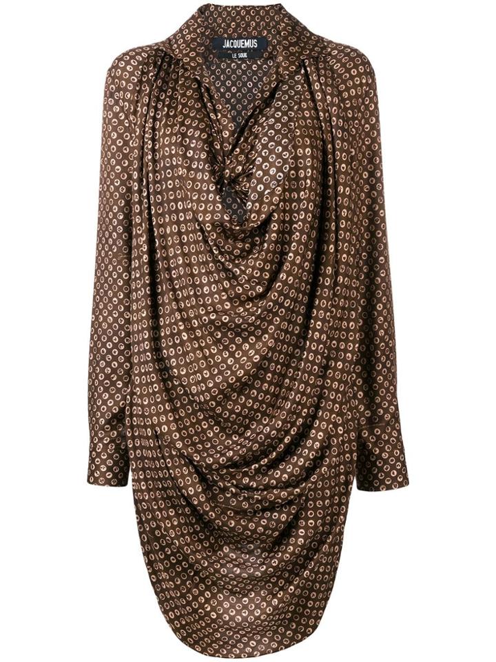 Jacquemus Cowl Neck Shirt Dress - Brown
