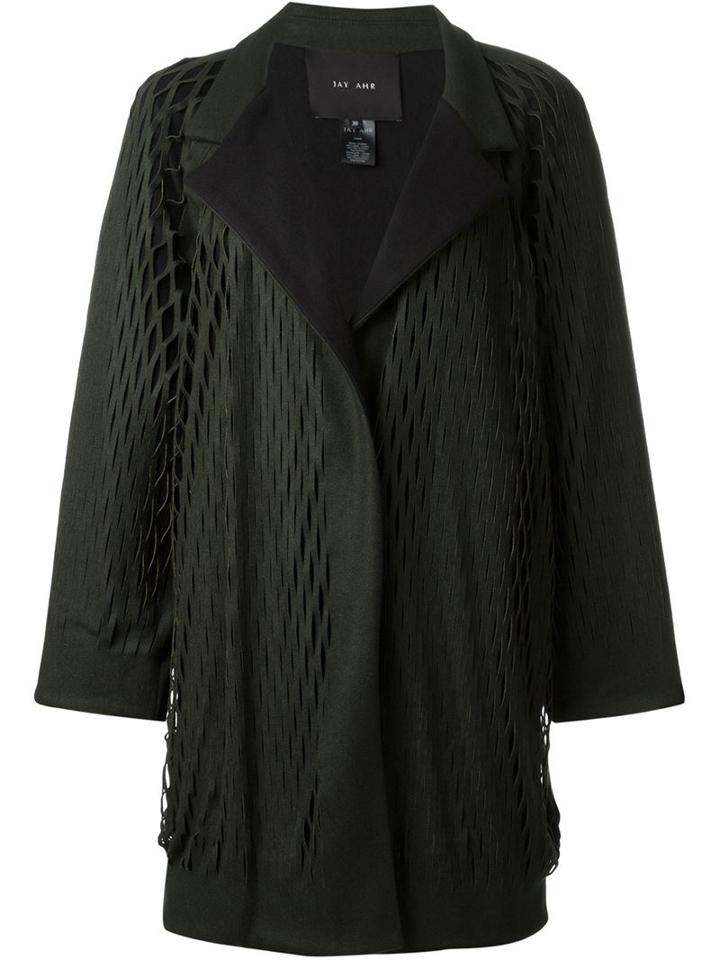 Jay Ahr Cut-out Detail Coat, Women's, Size: 34, Green, Polyester/wool