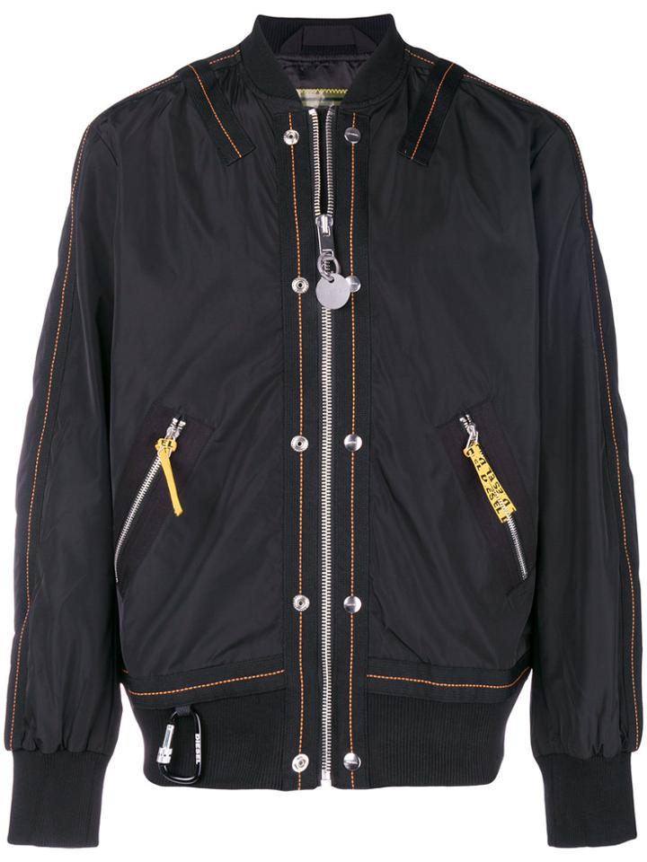 Diesel Buttoned Bomber Jacket - Black