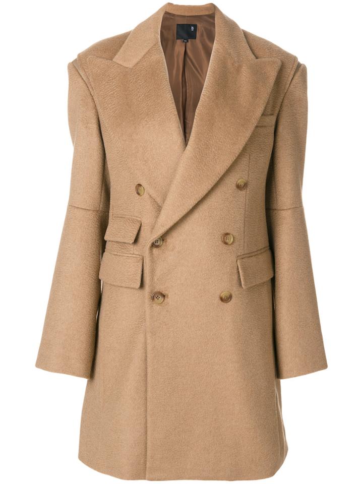 R13 Double-breasted Wide Lapel Coat - Nude & Neutrals
