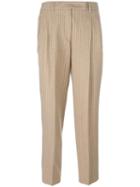 Alberto Biani Pleated Tapered Trousers, Women's, Size: 40, Nude/neutrals, Cotton/spandex/elastane/virgin Wool