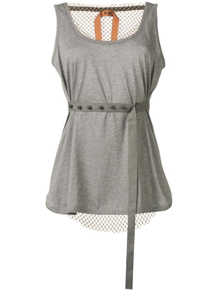 No21 - Sleeveless Belted Top - Women - Cotton/acrylonitrile Butadiene Styrene (abs) - 44, Women's, Grey, Cotton/acrylonitrile Butadiene Styrene (abs)