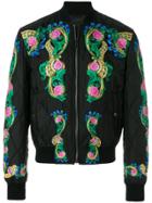 Versace Floral Quilted Bomber Jacket - Black