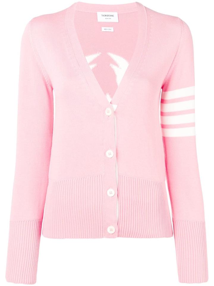 Thom Browne 4-bar Crab Icon Intarsia Cardigan - Pink