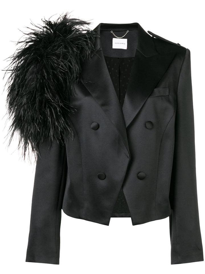 Magda Butrym Feather Appliqué Blazer - Black