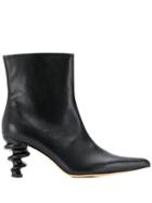 Kalda Structured Heel Ankle Boots - Black