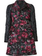 Comme Des Garçons Floral Quilted Coat, Women's, Size: Small, Black, Polyester/silk