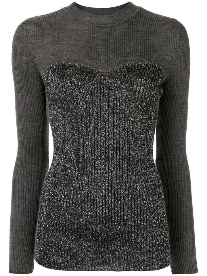 Alberta Ferretti Knit Top With Lurex Details - Grey