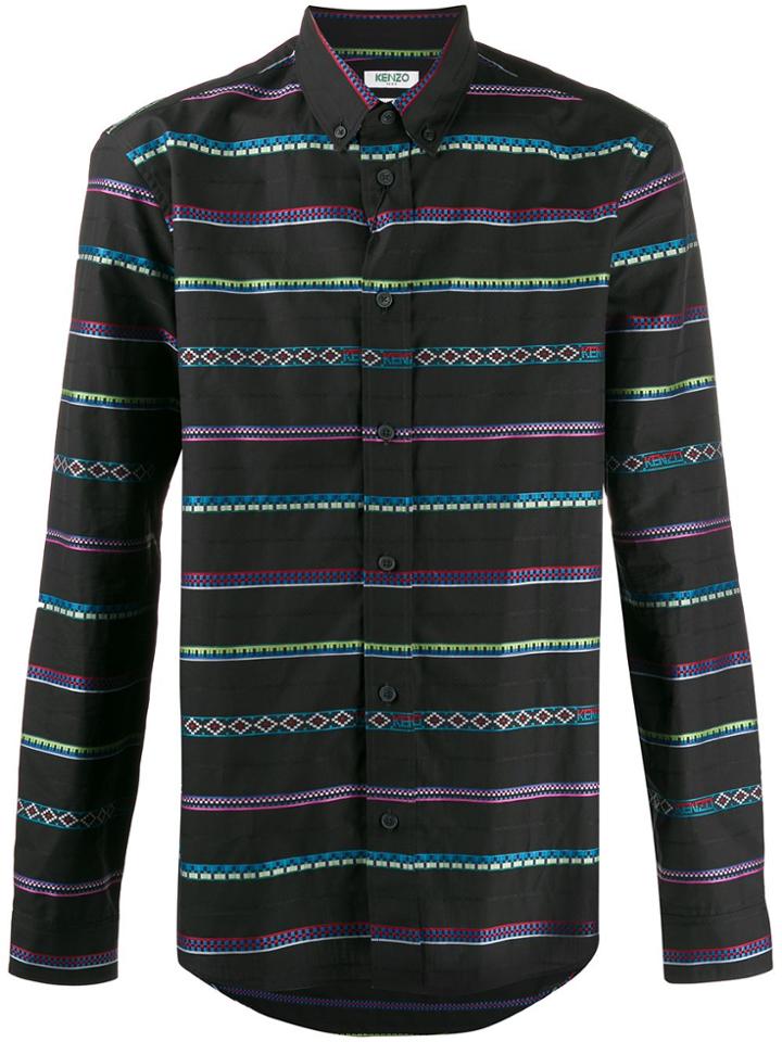 Kenzo Geometric Striped Shirt - Black