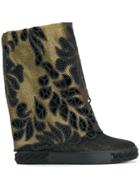 Casadei Perforated Denim Boots - Black