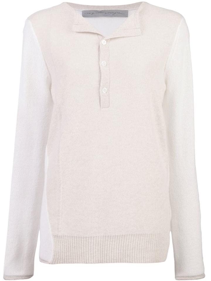 Raquel Allegra Colour Block Henley Top - Neutrals