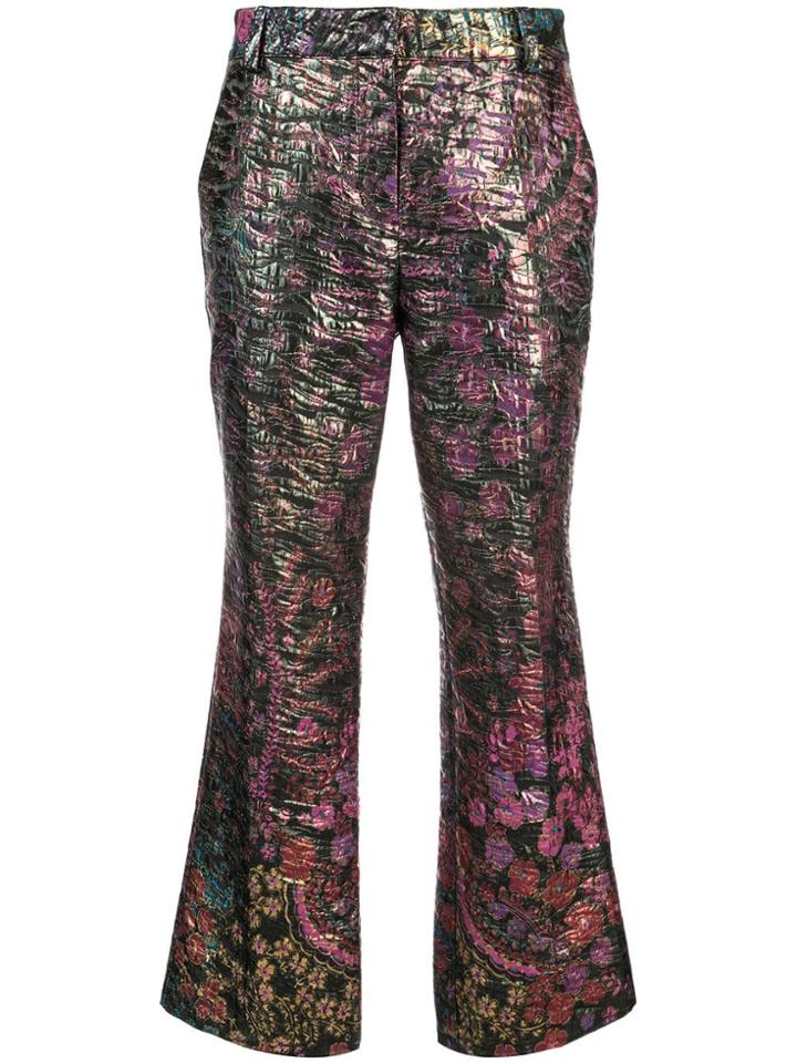 Josie Natori Jacquard Kick Flare Trousers - Black