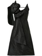 Miu Miu Taffeta Bow And Rose Appliqué Dress - Black