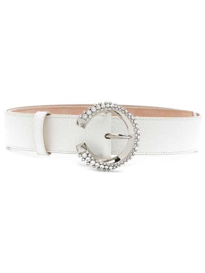 Jimmy Choo Madeline Crystal Belt - White