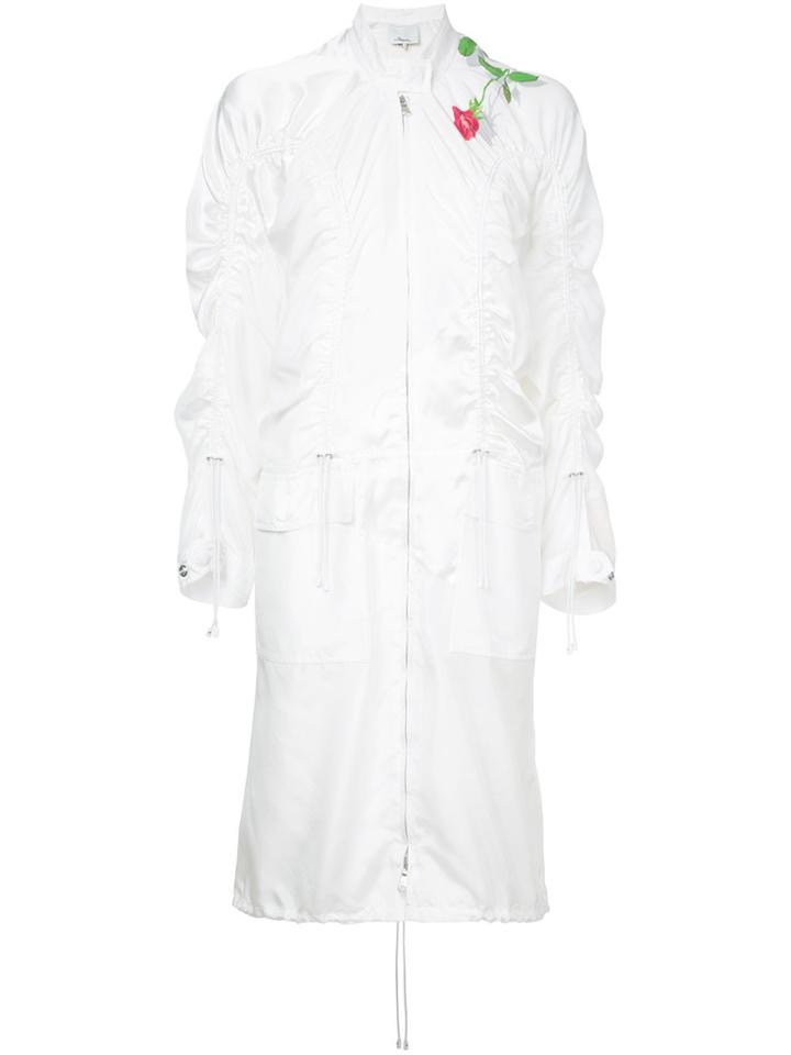 3.1 Phillip Lim Collarless Bomber Style Coat - White