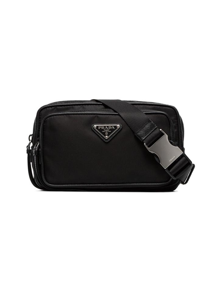 Prada Black Logo Two Pocket Belt Bag