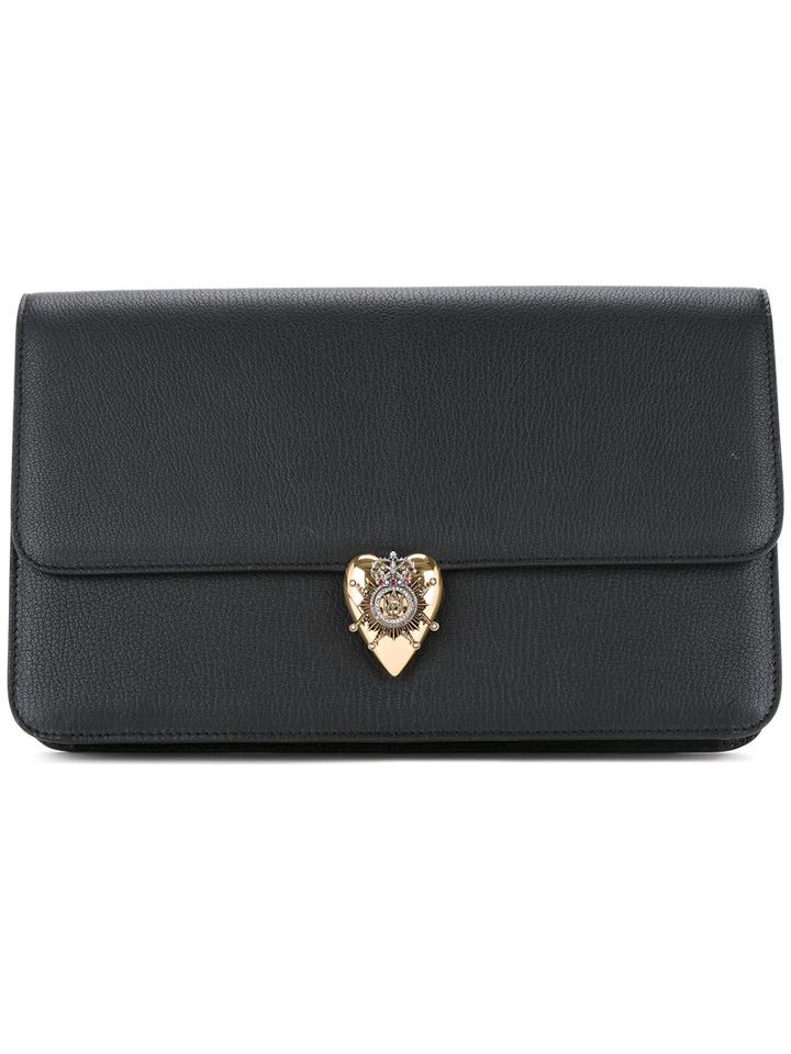 Alexander Mcqueen - Heart Clasp Clutch - Women - Goat Skin - One Size, Black, Goat Skin