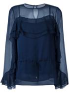 See By Chloé 'ruffle' Blouse, Women's, Size: 36, Blue, Viscose/polyester