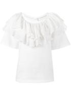 Chloé - Double Ruffle Top - Women - Silk/cotton - L, White, Silk/cotton
