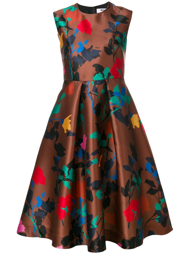 Msgm Printed Sleeveless Dress - Brown