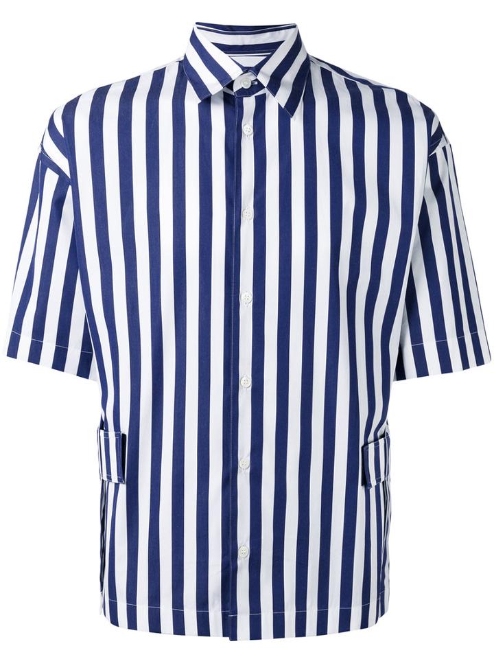 Marni - Striped Short Sleeve Shirt - Men - Cotton - 48, Blue, Cotton