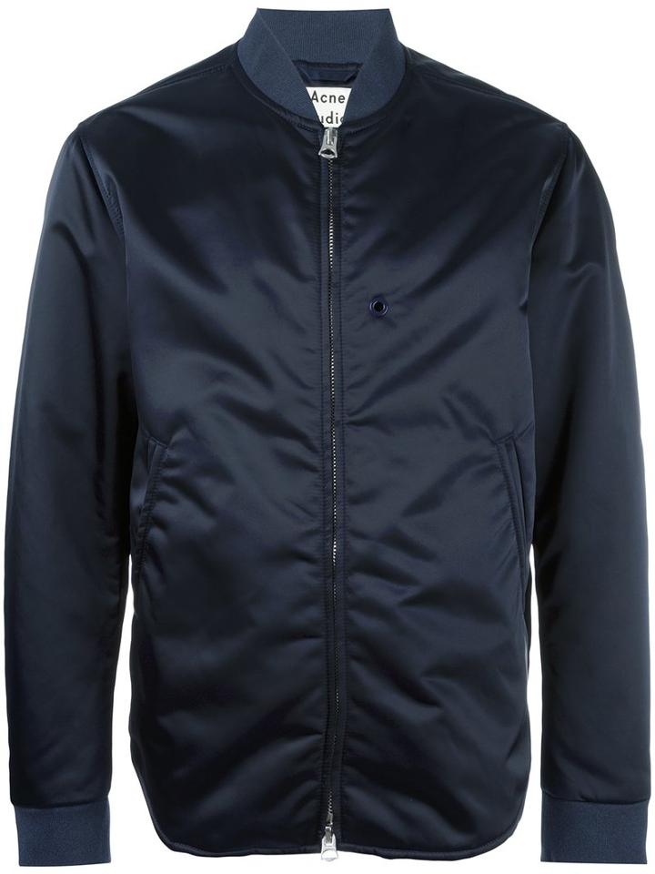 Acne Studios Mylon Bomber Jacket, Men's, Size: 48, Blue, Nylon/polyester/polyurethane/spandex/elastane