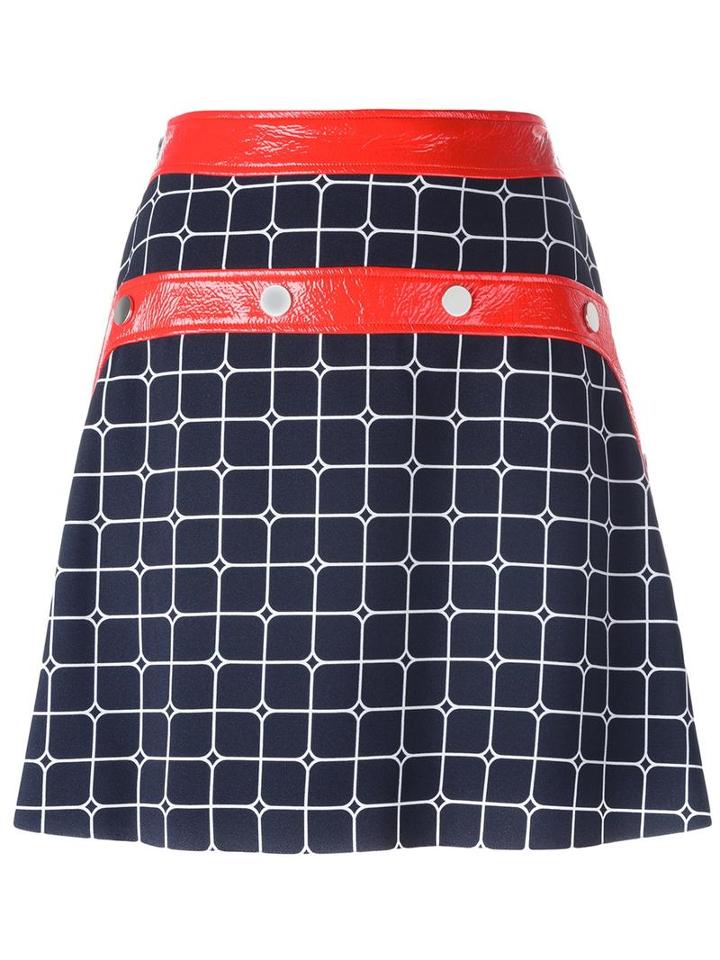 Courrèges Plaid A-line Skirt, Size: 34, Black, Cupro/viscose/cotton/polyurethane