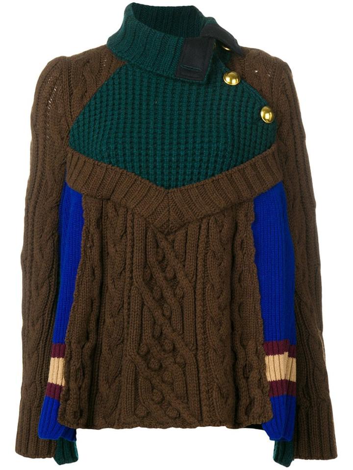 Sacai Shoulder Button Jumper - Brown