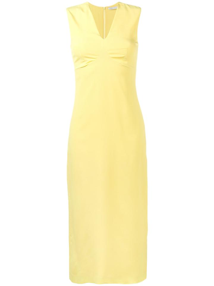 Emilia Wickstead V-neck Midi Dress - Yellow & Orange