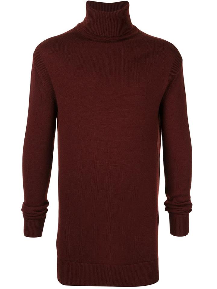 System Turtleneck Fine Knit Jumper - Red