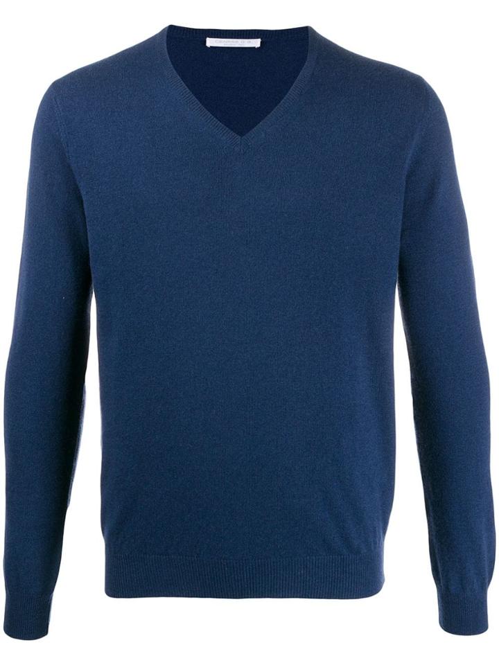 Cenere Gb V-neck Jumper - Blue