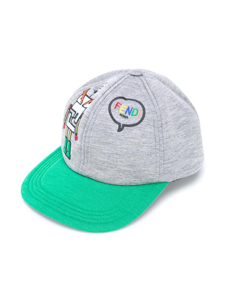 Fendi Kids - Robot Cap - Kids - Modal - 54 Cm, Grey
