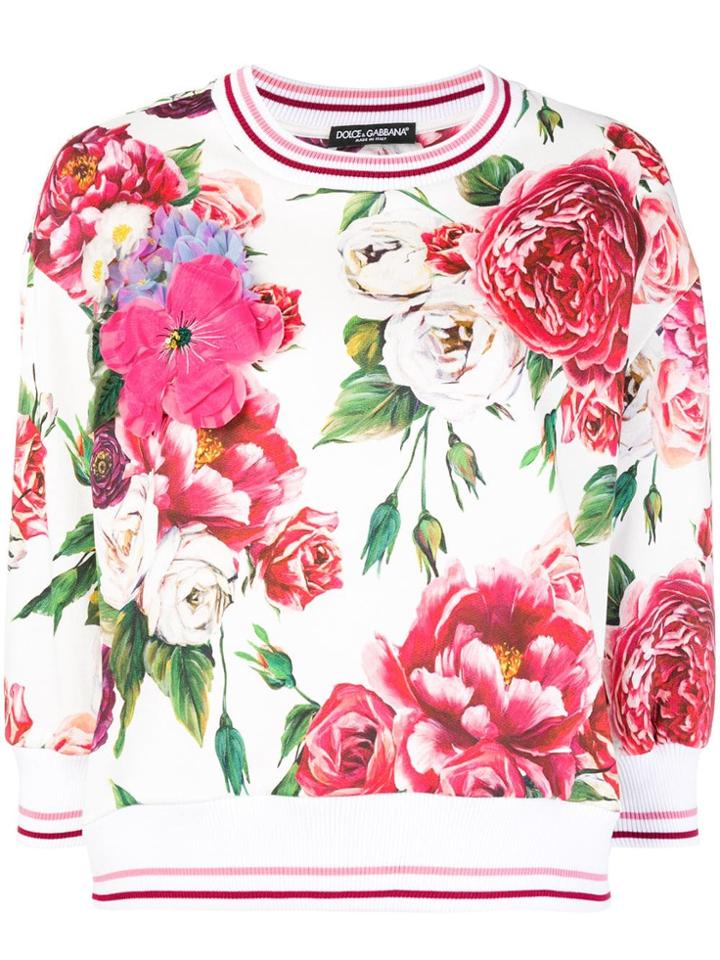 Dolce & Gabbana Floral Fitted Sweatshirt - White