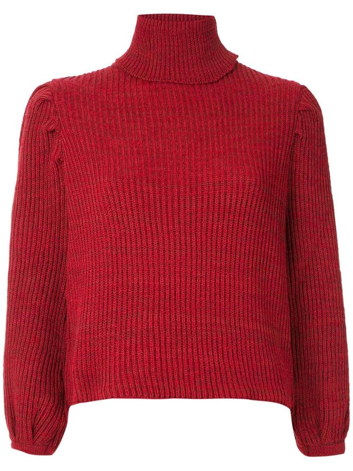Framed Knit Cropped Top - Red