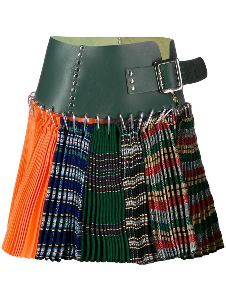 Chopova Lowena Tartan Pleated Mini Skirt - Orange